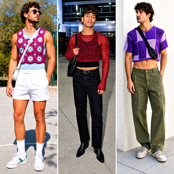25 Men Crochet Crop Top Outfit Ideas for Bold Summer Style