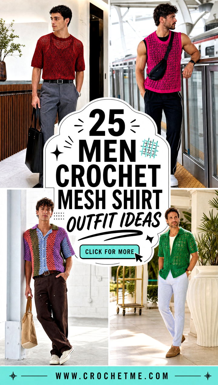 25 Men Crochet Mesh Shirt outfit ideas - 25 Men Crochet Mesh Shirt outfit ideas