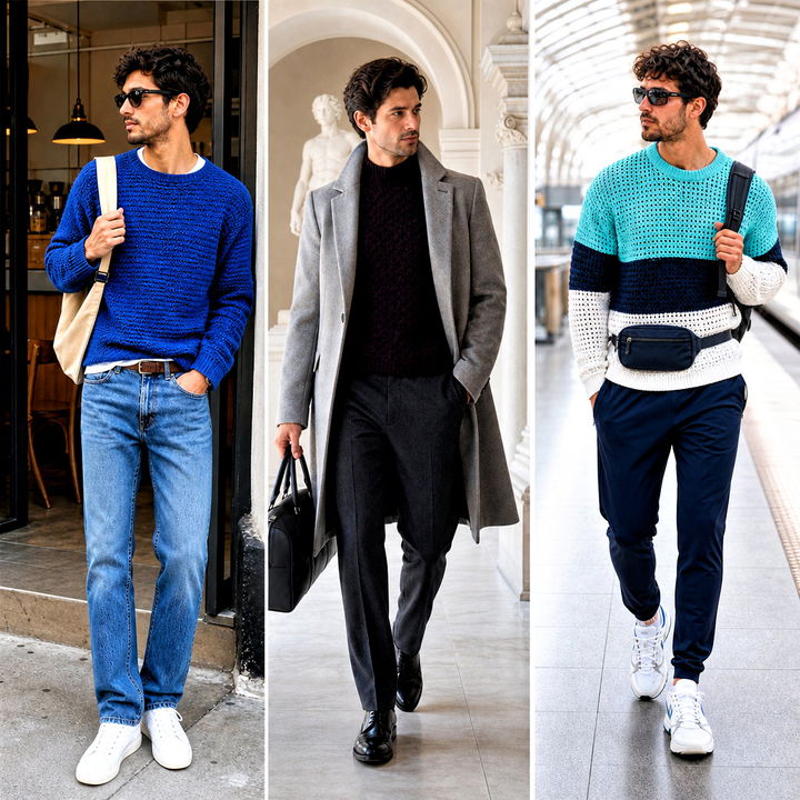 25 Mens Crochet Sweaters Outfit Ideas for Modern Layered Style