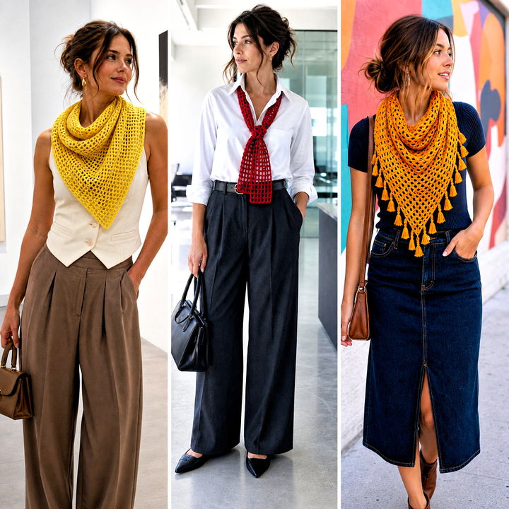 25 Mesh Crochet Scarf Outfit Ideas for Chic Transitional Style