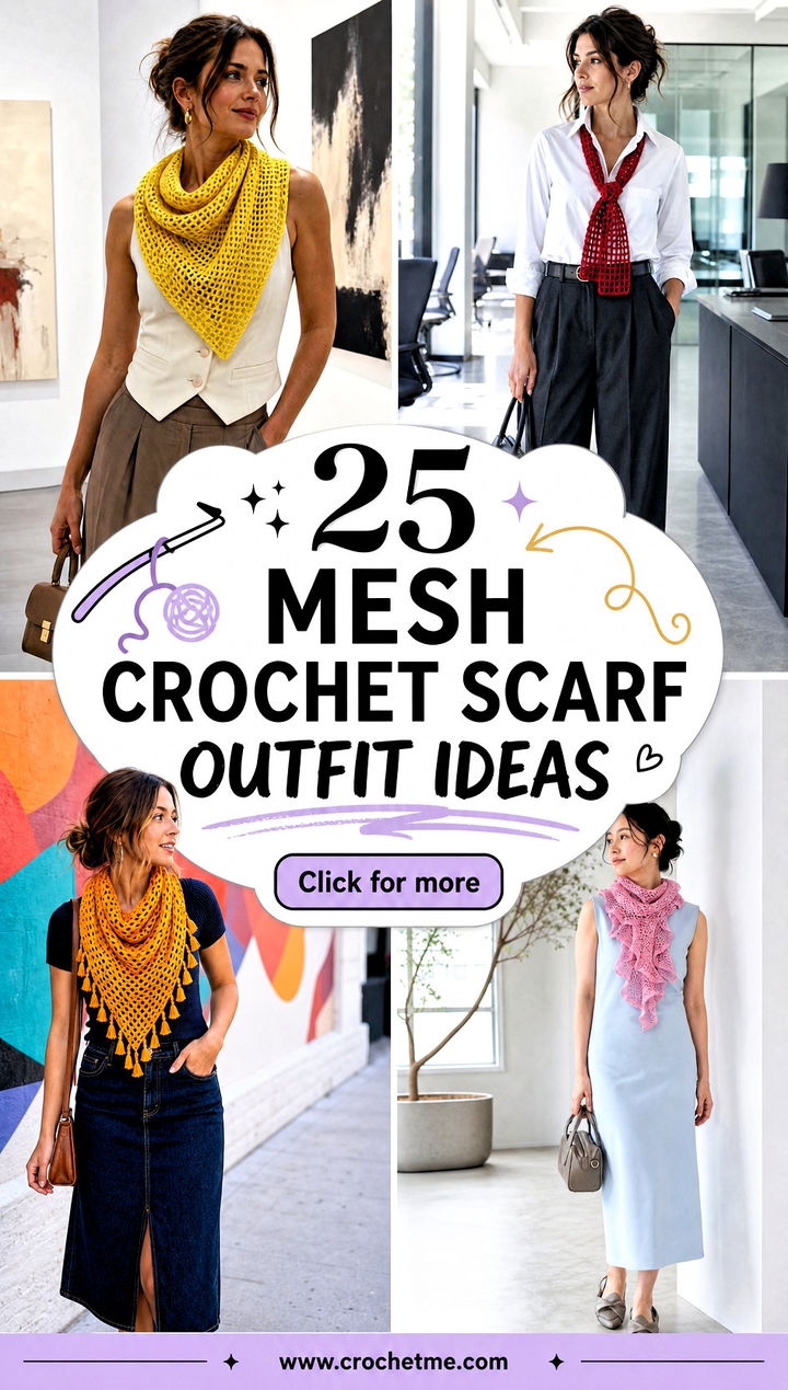 25 Mesh Crochet Scarf outfit ideas - 25 Mesh Crochet Scarf outfit ideas