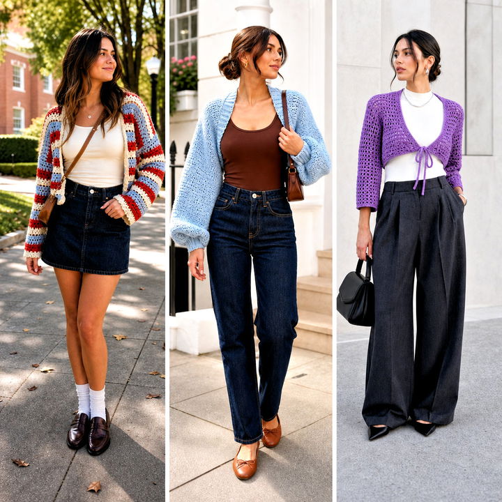 25 Mini Crochet Sweater Outfit Ideas for Cute Layered Looks