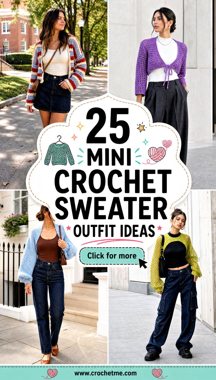25 Mini Crochet Sweater outfit ideas - 25 Mini Crochet Sweater outfit ideas