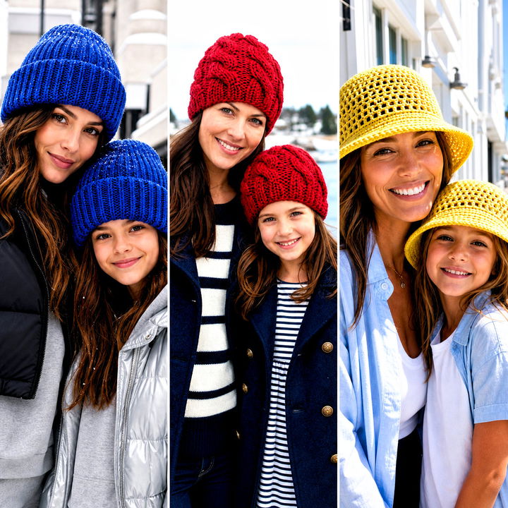 25 Mommy And Me Crochet Hats Outfit Ideas for Sweet Twinning