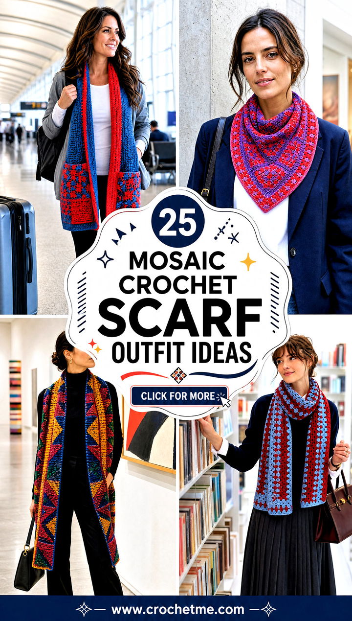 25 Mosaic Crochet Scarf outfit ideas - 25 Mosaic Crochet Scarf outfit ideas
