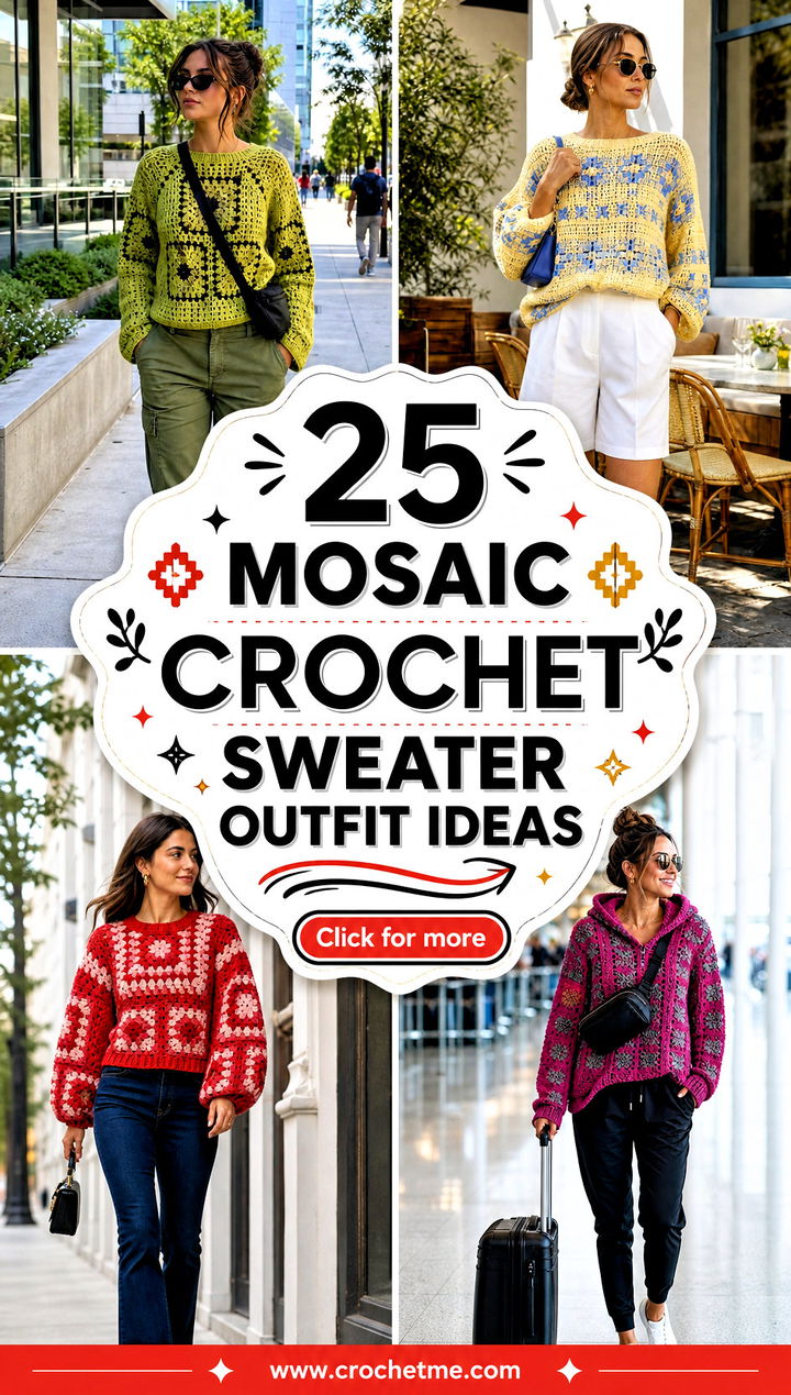 25 Mosaic Crochet Sweater outfit ideas - 25 Mosaic Crochet Sweater outfit ideas