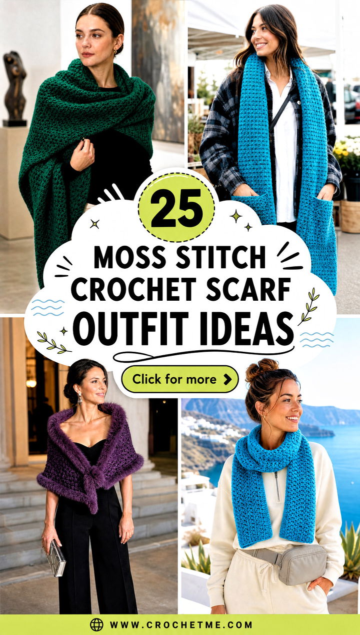25 Moss Stitch Crochet Scarf outfit ideas - 25 Moss Stitch Crochet Scarf outfit ideas