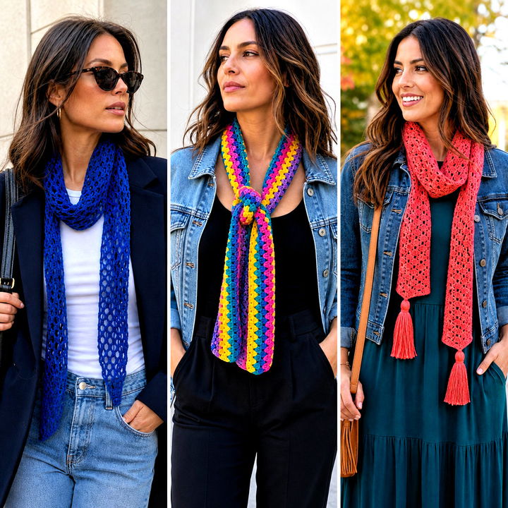 25 Narrow Crochet Scarf outfit ideas