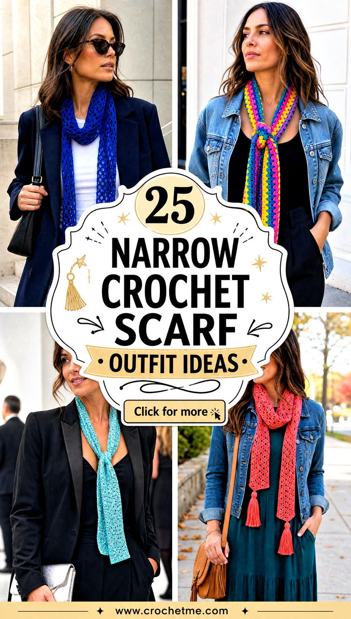 25 Narrow Crochet Scarf outfit ideas - 25 Narrow Crochet Scarf outfit ideas