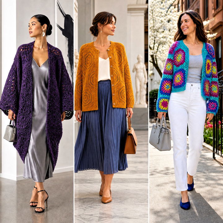 25 Octagon Crochet Cardigan Outfit Ideas for Bold Layering