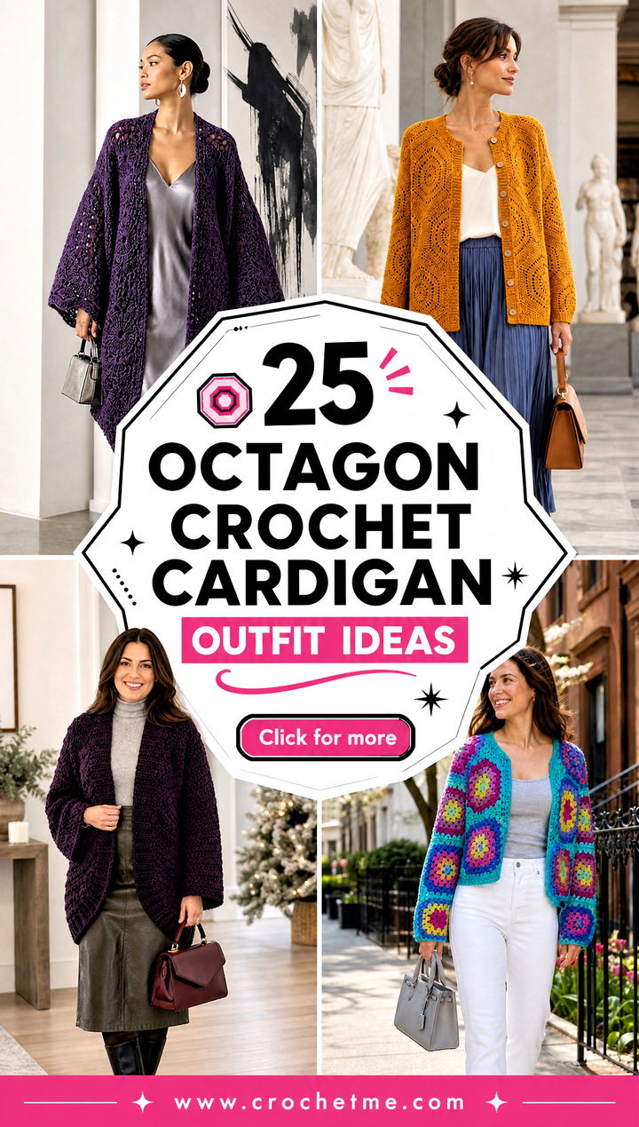 25 Octagon Crochet Cardigan outfit ideas - 25 Octagon Crochet Cardigan outfit ideas