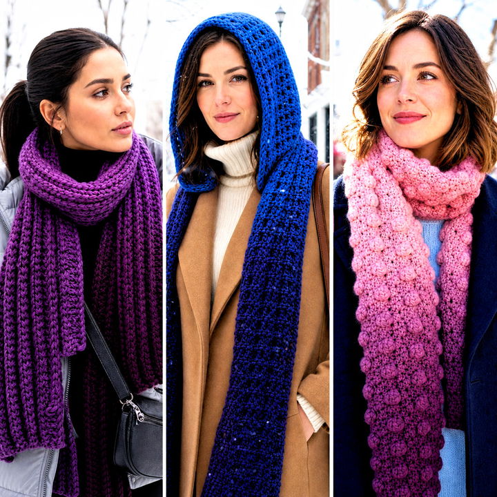 25 Ombre Crochet Scarf Outfit Ideas for Cozy Colorful Looks
