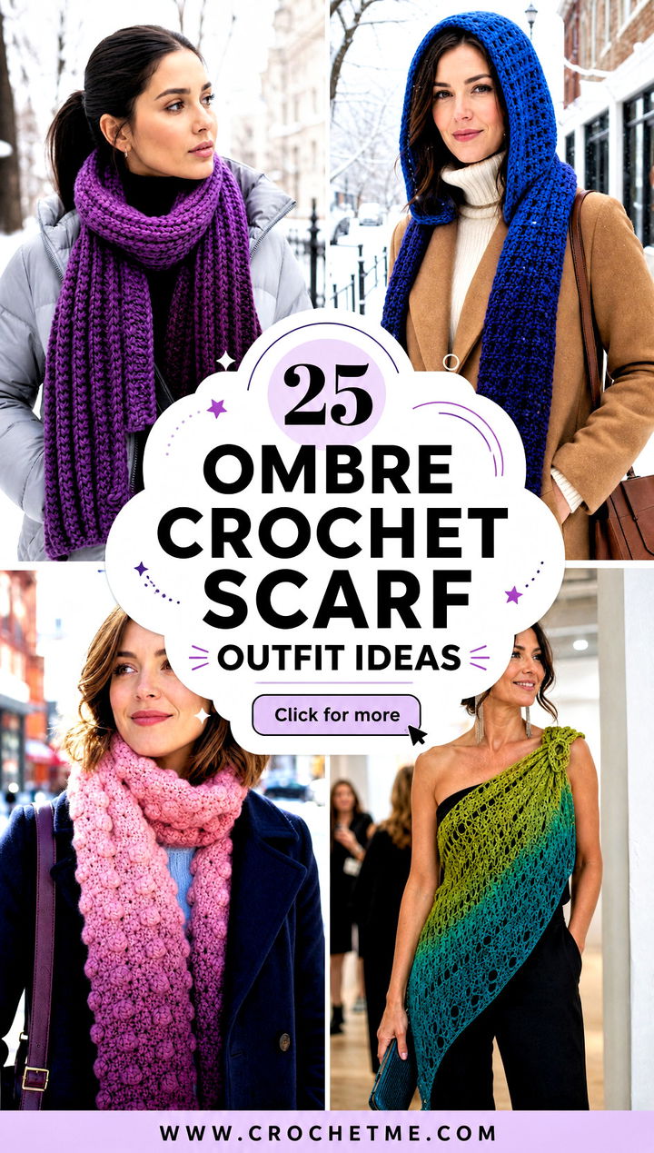 25 Ombre Crochet Scarf outfit ideas - 25 Ombre Crochet Scarf outfit ideas