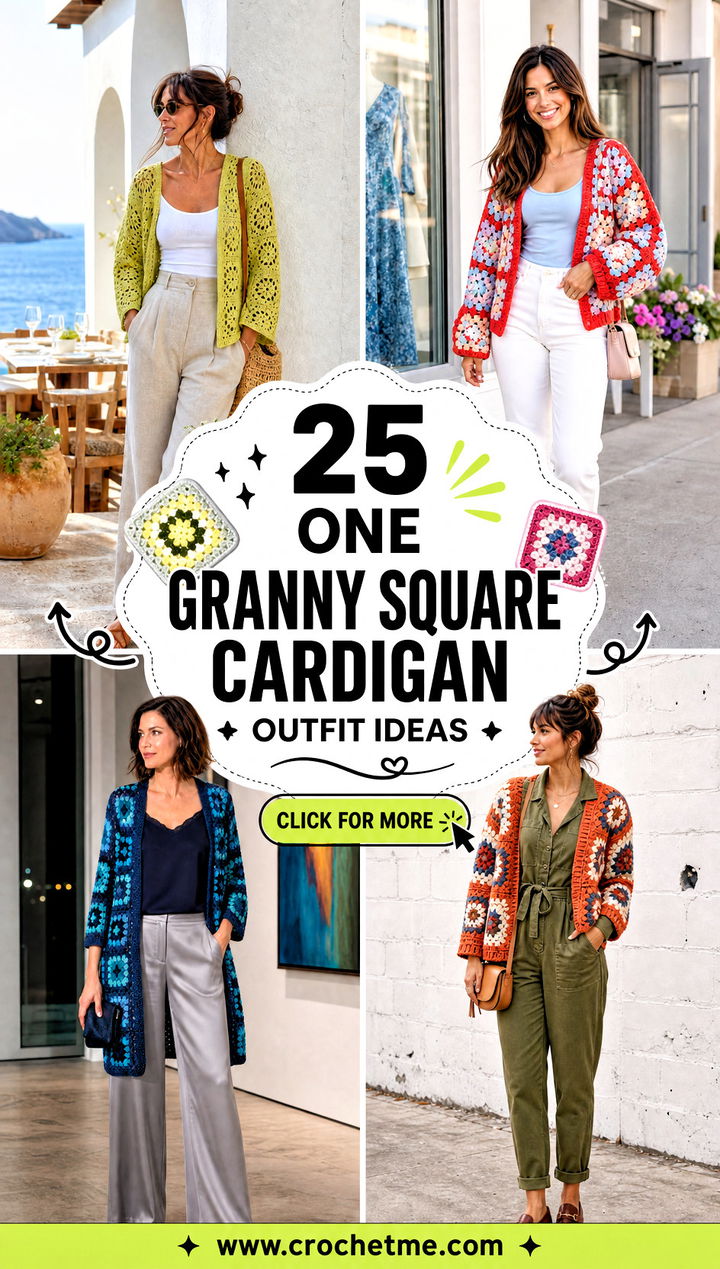 25 One Granny Square Cardigan outfit ideas - 25 One Granny Square Cardigan outfit ideas