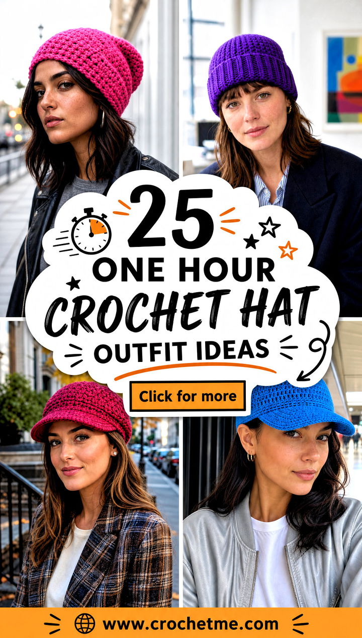 25 One Hour Crochet Hat outfit ideas - 25 One Hour Crochet Hat outfit ideas