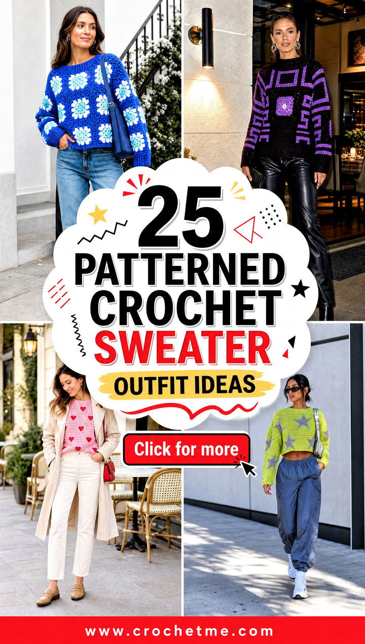 25 Patterned Crochet Sweater outfit ideas - 25 Patterned Crochet Sweater outfit ideas