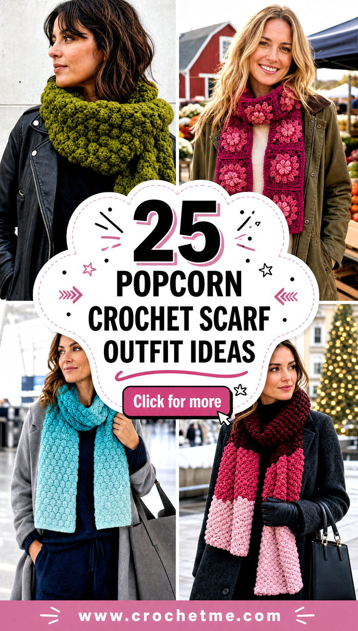 25 Popcorn Crochet Scarf outfit ideas - 25 Popcorn Crochet Scarf outfit ideas