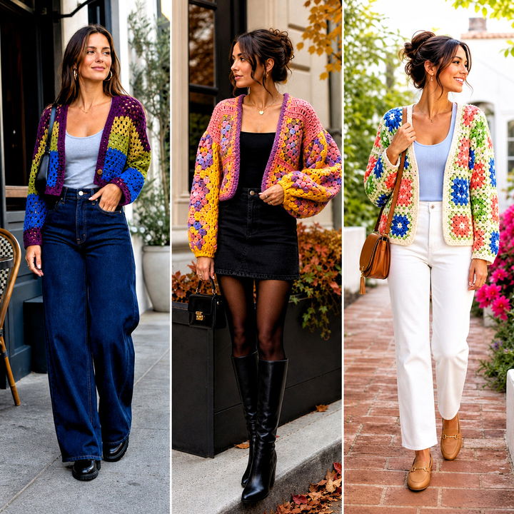 25 Rainbow Crochet Cardigan Outfit Ideas for Colorful Layering