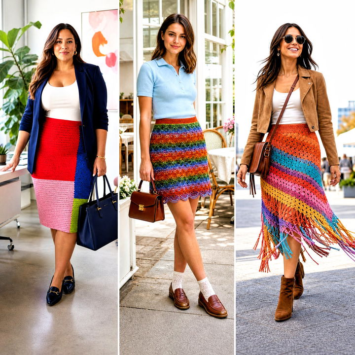 25 Rainbow Crochet Skirt Outfit Ideas for Colorful Summer Looks
