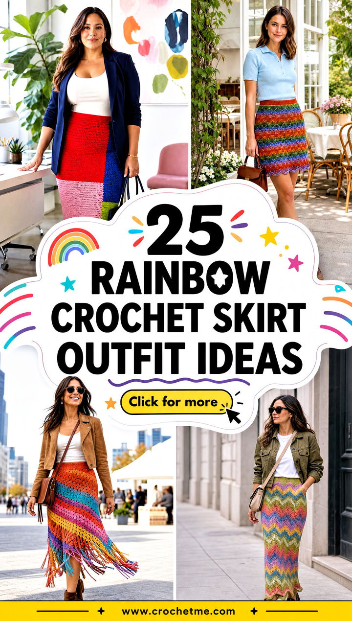 25 Rainbow Crochet Skirt outfit ideas - 25 Rainbow Crochet Skirt outfit ideas