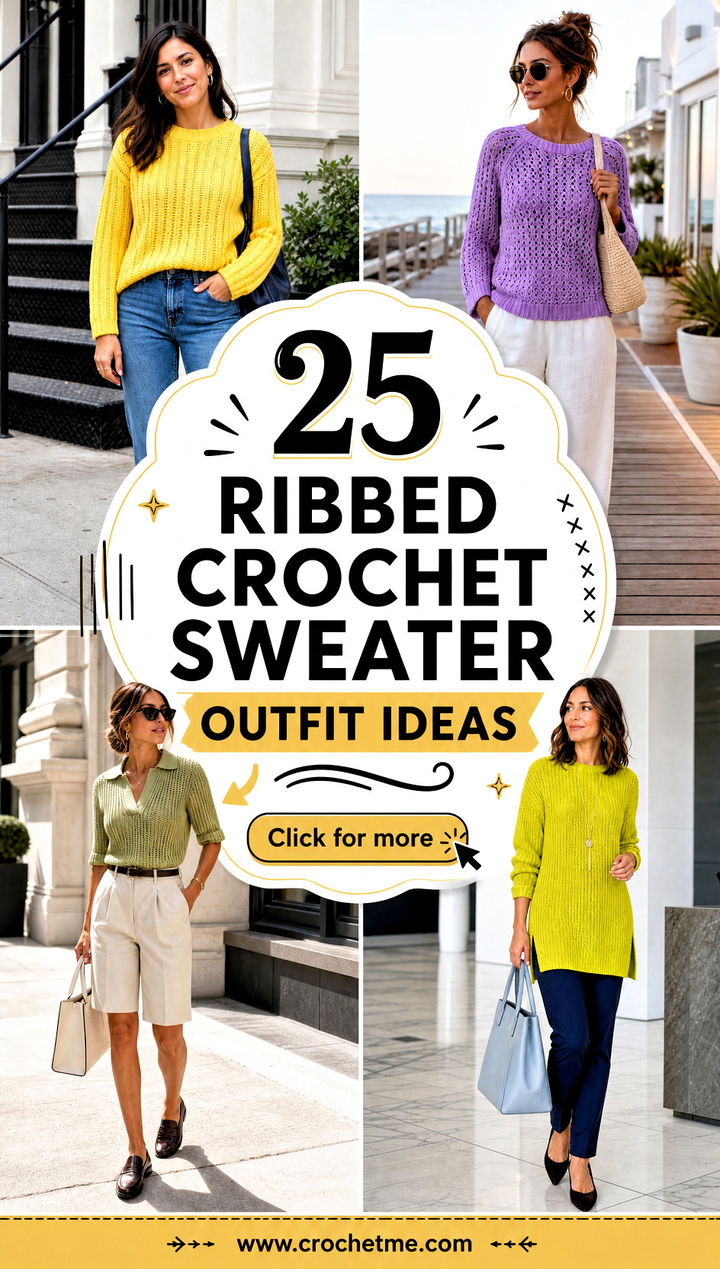 25 Ribbed Crochet Sweater outfit ideas - 25 Ribbed Crochet Sweater outfit ideas