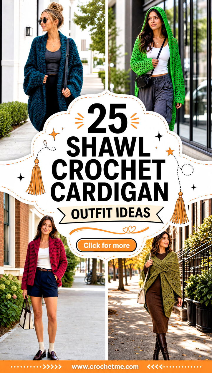 25 Shawl Crochet Cardigan outfit ideas - 25 Shawl Crochet Cardigan outfit ideas