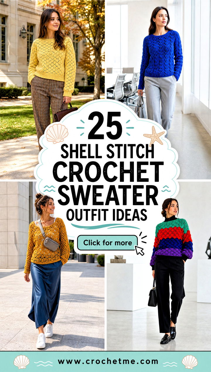 25 Shell Stitch Crochet Sweater outfit ideas - 25 Shell Stitch Crochet Sweater outfit ideas