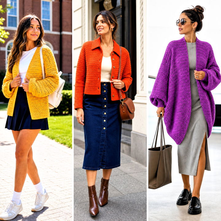 25 Side to Side Crochet Cardigan Outfit Ideas to Try Now