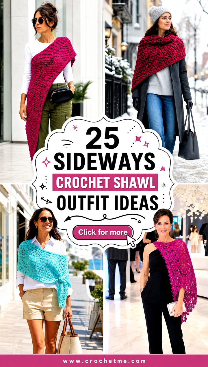 25 Sideways Crochet Shawl outfit ideas - 25 Sideways Crochet Shawl outfit ideas