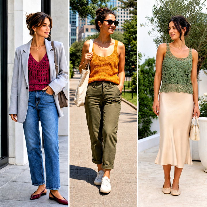 25 Simple Crochet Tank Top Outfit Ideas for Breezy Summer Style