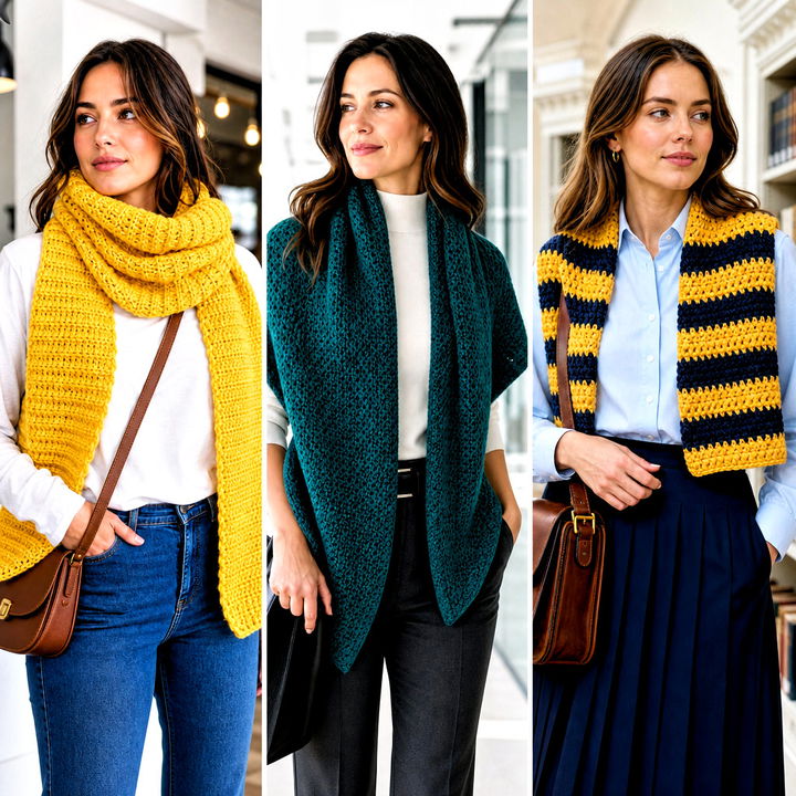 25 Sleeved Crochet Scarf Outfit Ideas for Chic Layered Style