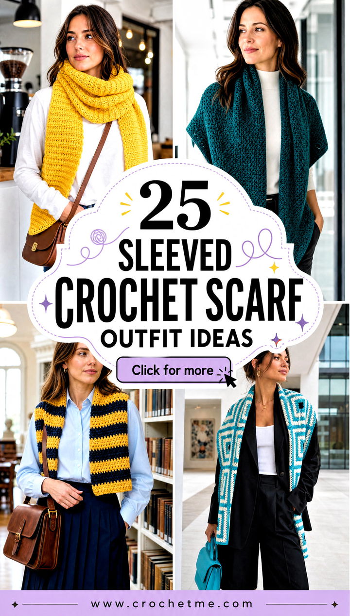 25 Sleeved Crochet Scarf outfit ideas - 25 Sleeved Crochet Scarf outfit ideas