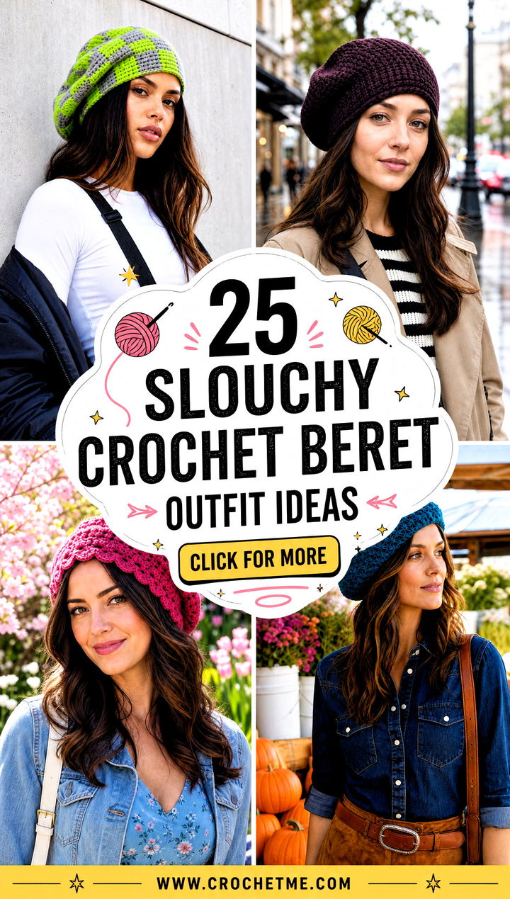 25 Slouchy Crochet Beret outfit ideas - 25 Slouchy Crochet Beret outfit ideas
