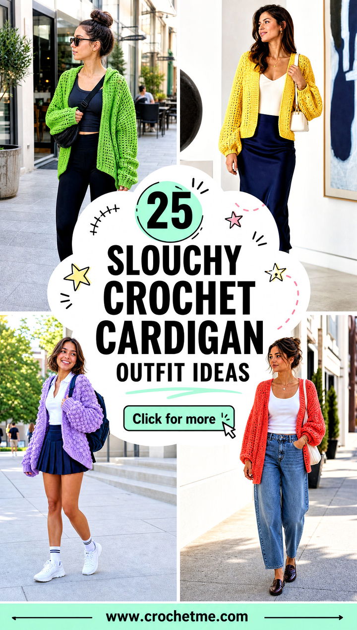 25 Slouchy Crochet Cardigan outfit ideas - 25 Slouchy Crochet Cardigan outfit ideas