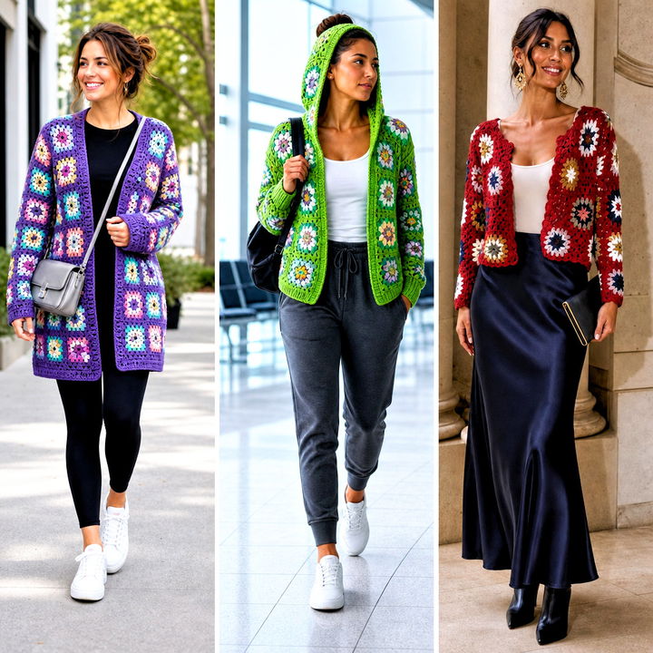 25 Small Granny Square Cardigan Outfit Ideas for Chic Layering