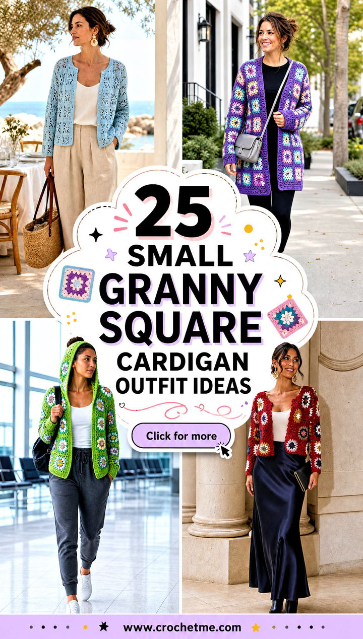 25 Small Granny Square Cardigan outfit ideas - 25 Small Granny Square Cardigan outfit ideas