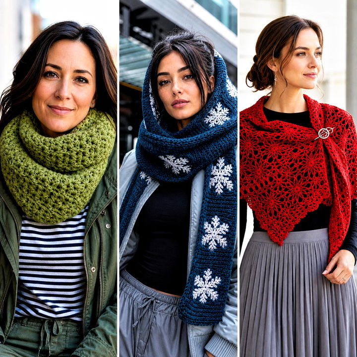 25 Snowflake Crochet Scarf Outfit Ideas for Festive Winter Style