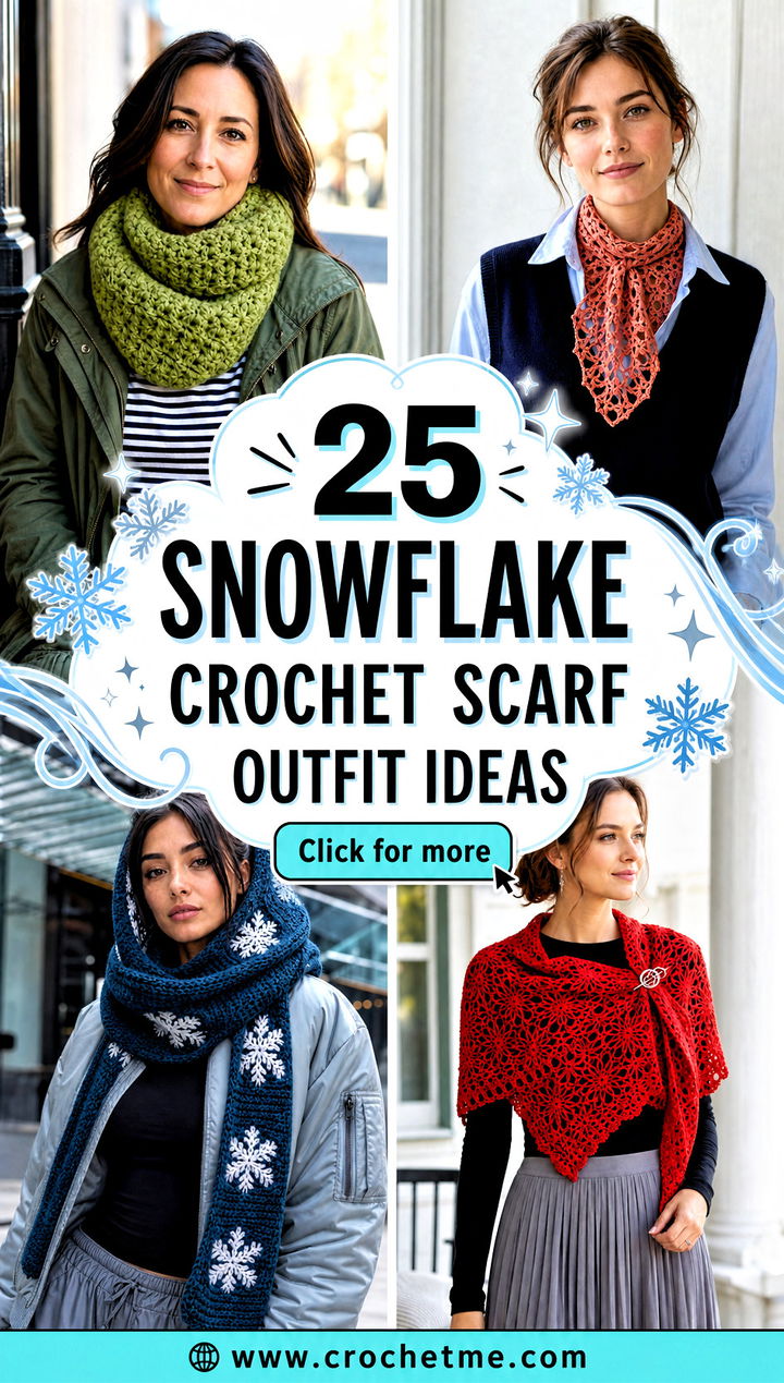 25 Snowflake Crochet Scarf outfit ideas - 25 Snowflake Crochet Scarf outfit ideas