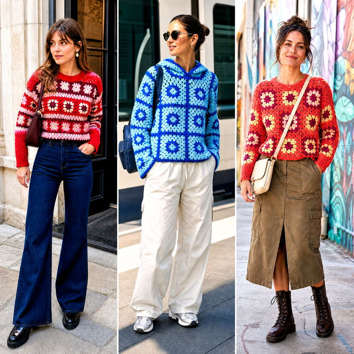 25 Square Crochet Sweater Outfit Ideas for Cozy Chic Looks