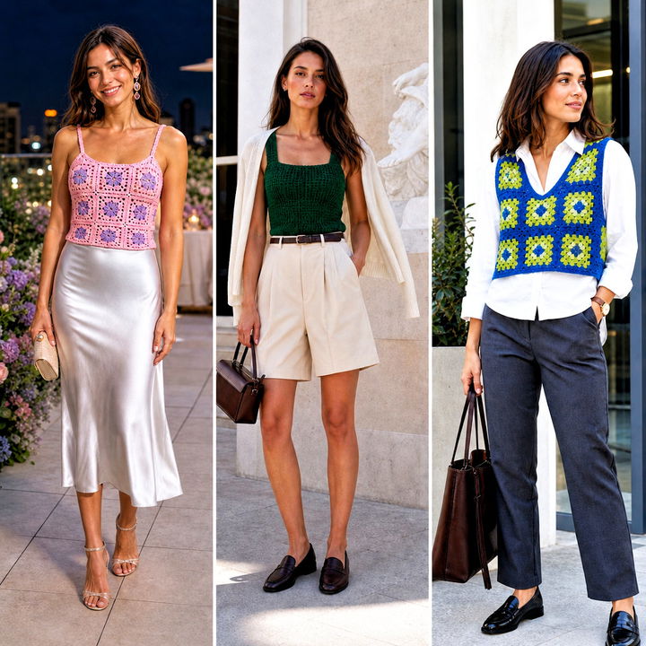 25 Square Crochet Top Outfit Ideas for Fresh Summer Style