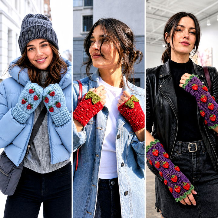 25 Strawberry Crochet Gloves Outfit Ideas for Cozy Berry Style