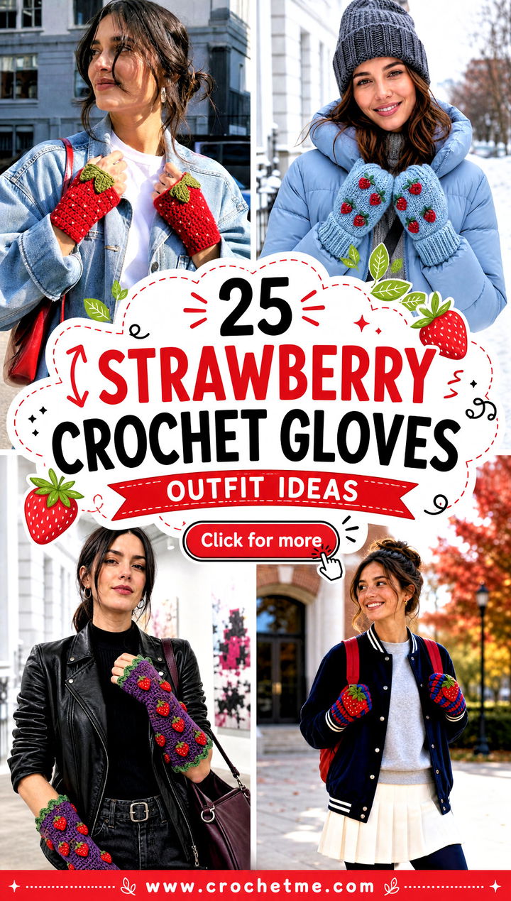25 Strawberry Crochet Gloves outfit ideas - 25 Strawberry Crochet Gloves outfit ideas