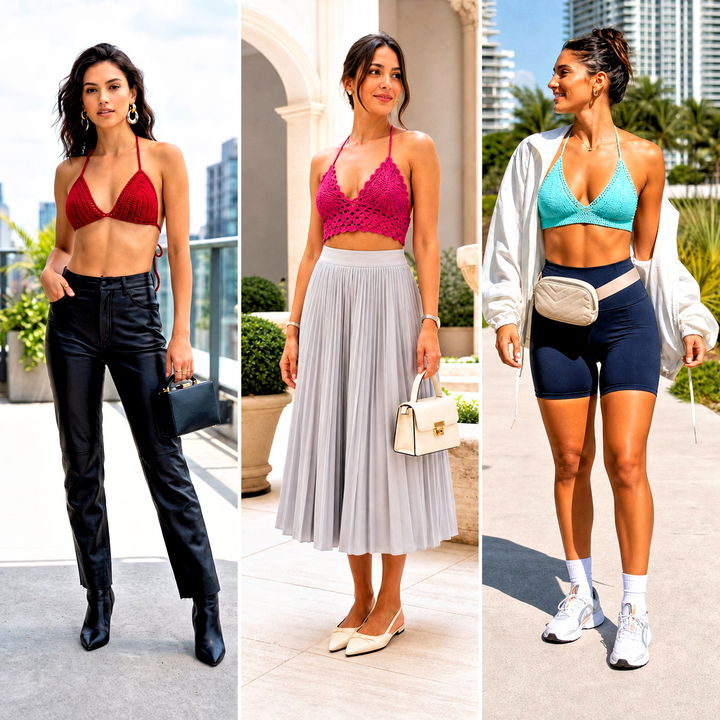 25 Triangle Crochet Top Outfit Ideas for Breezy Summer Style