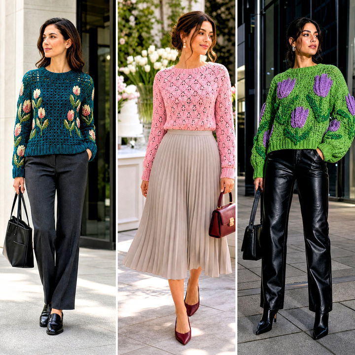 25 Tulip Crochet Sweater Outfit Ideas for Whimsical Style