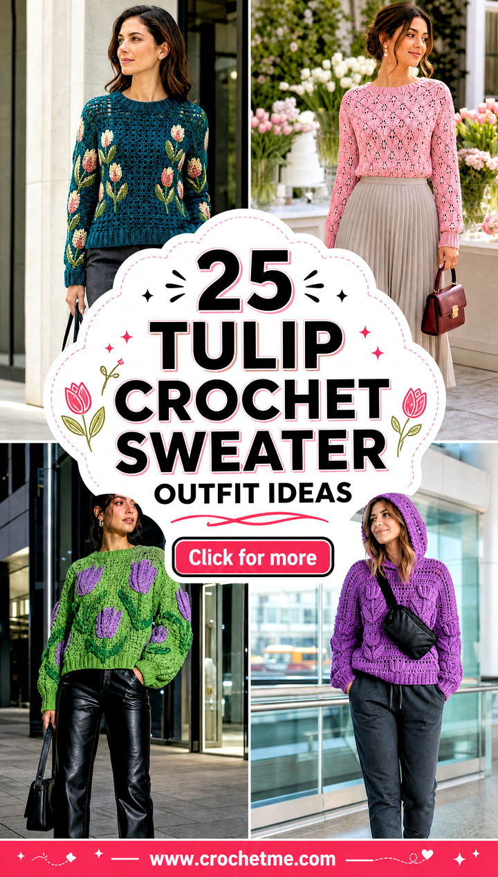 25 Tulip Crochet Sweater outfit ideas - 25 Tulip Crochet Sweater outfit ideas