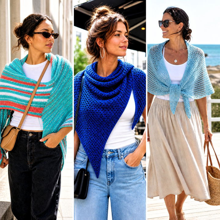 25 Tunisian Crochet Triangle Shawl Outfit Ideas for Fall Style
