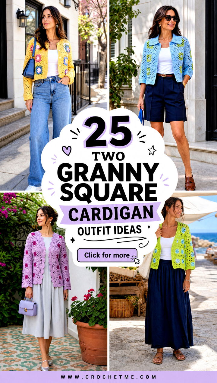 25 Two Granny Square Cardigan outfit ideas - 25 Two Granny Square Cardigan outfit ideas