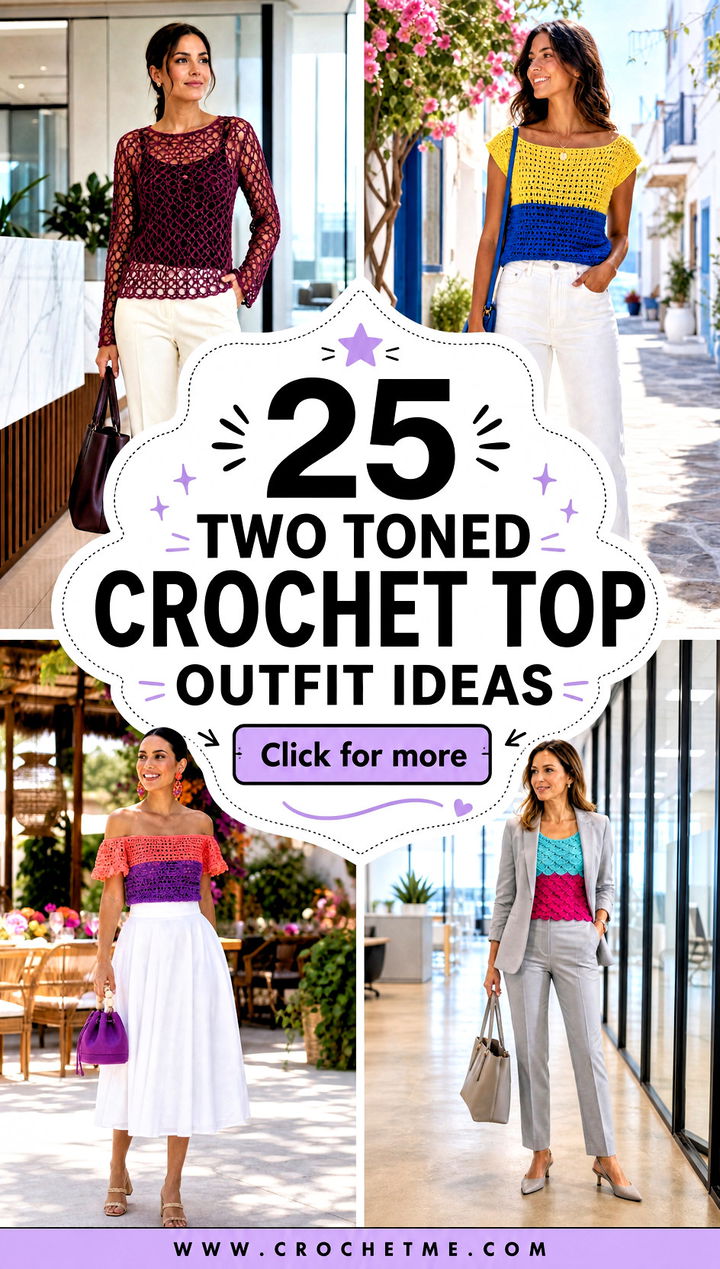 25 Two Toned Crochet Top outfit ideas - 25 Two Toned Crochet Top outfit ideas