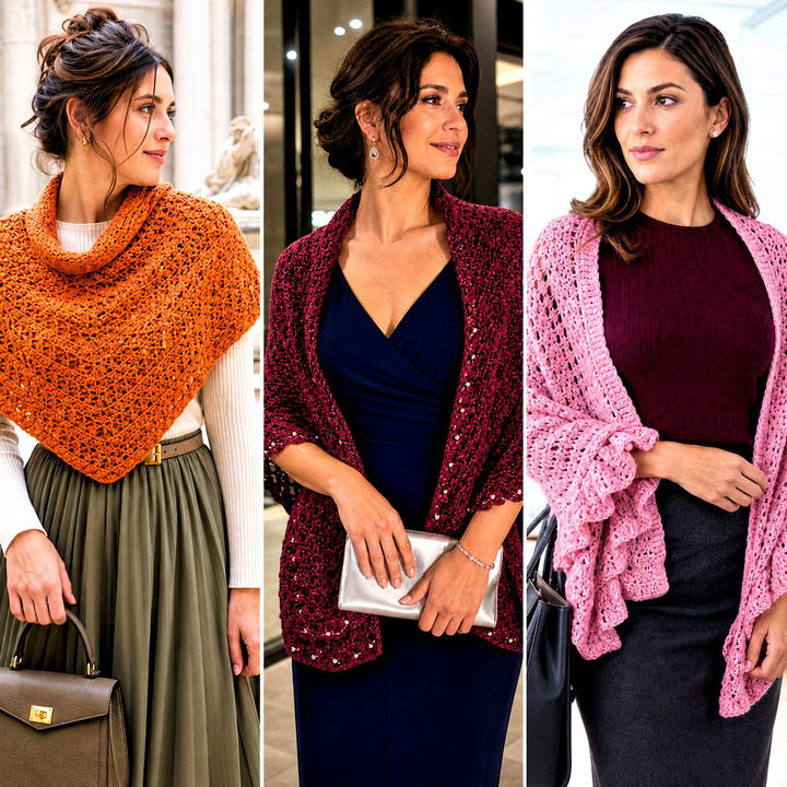 25 V Stitch Crochet Shawl Outfit Ideas for Elegant Layering