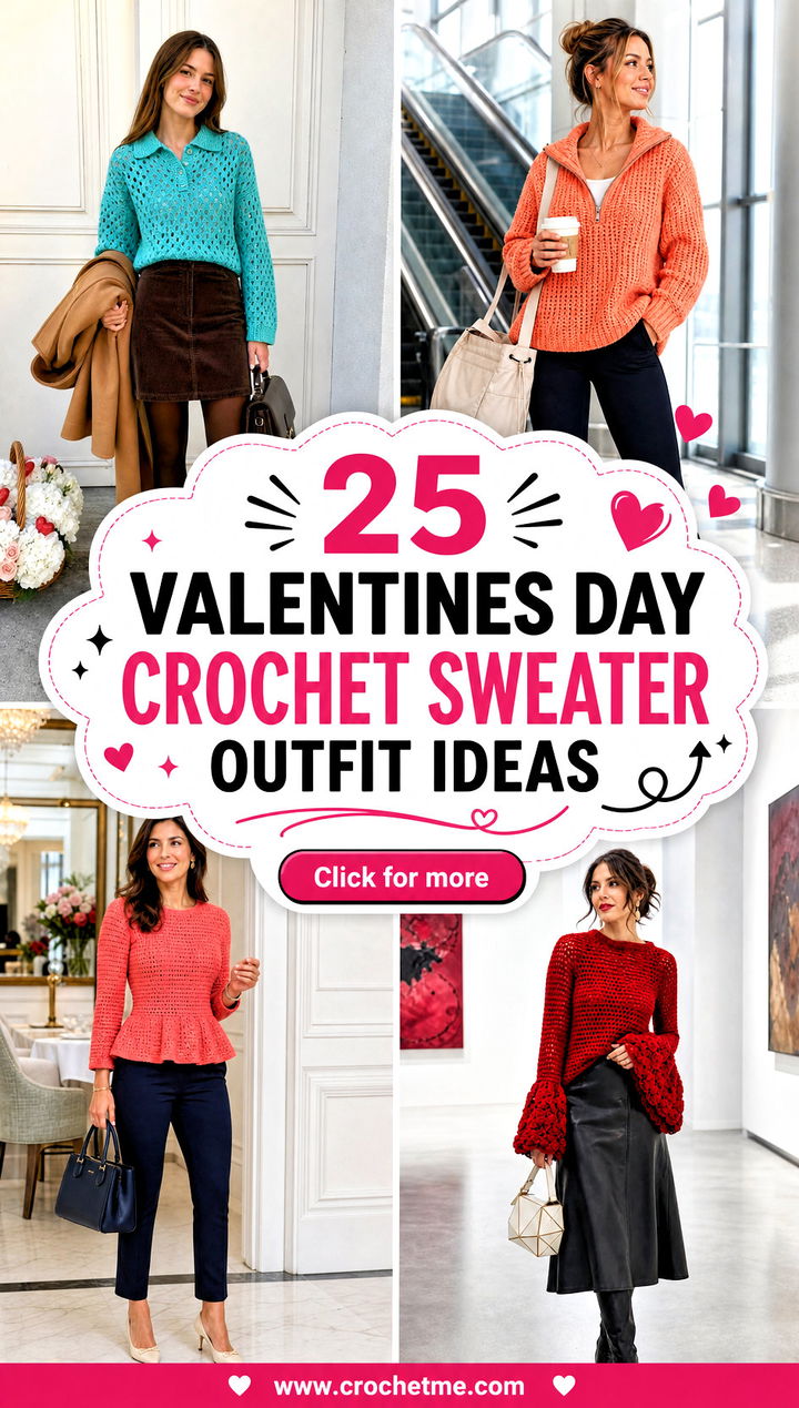 25 Valentines Day Crochet Sweater outfit ideas - 25 Valentines Day Crochet Sweater outfit ideas